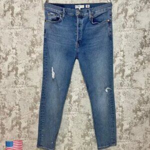 Re/Done Originals High Rise Ankle Crop Stretch Jeans in Mid 90's